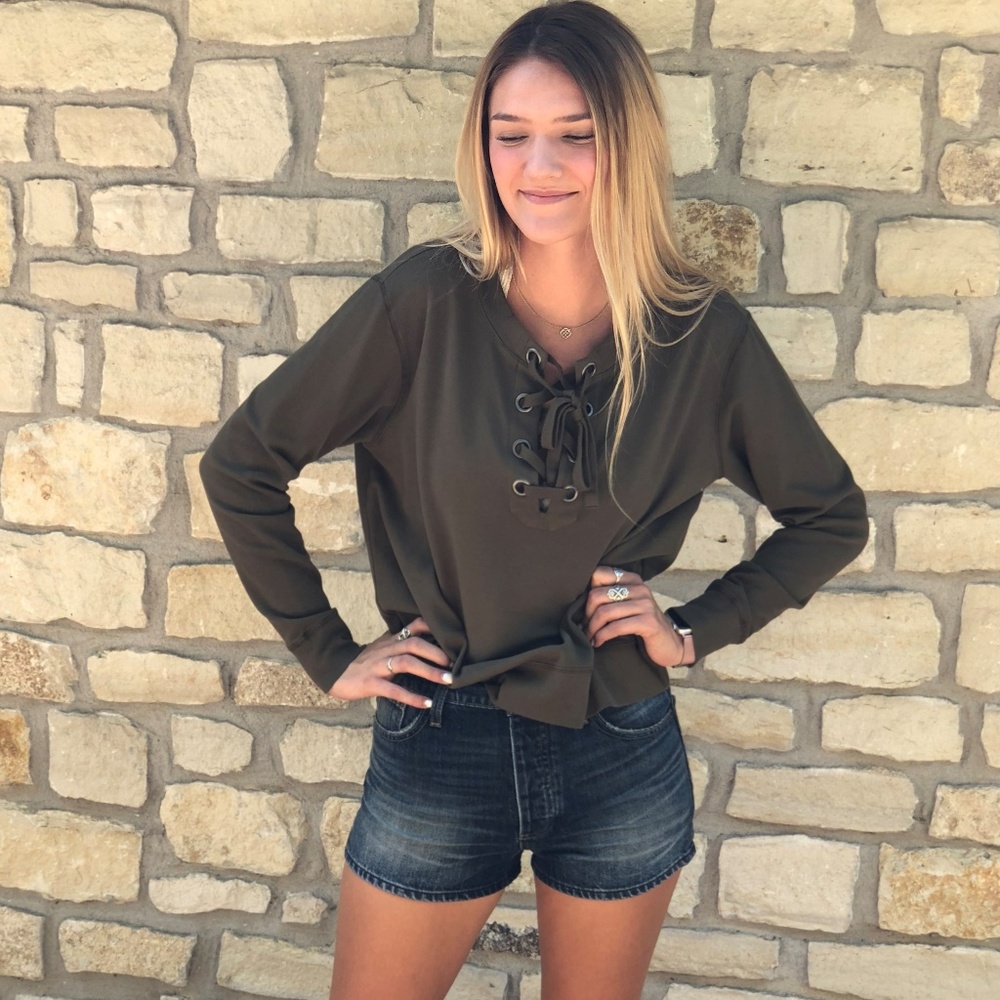 Interlock Lace-Up Sweatshirt - Picture 2 of 2